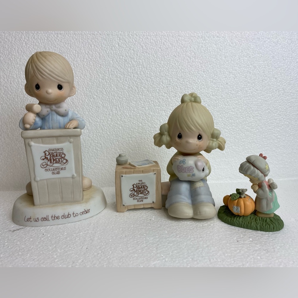 Lot 3 Enesco Precious Moments Vtg 1982 1983 1989 Jonathan & David Girl Boy